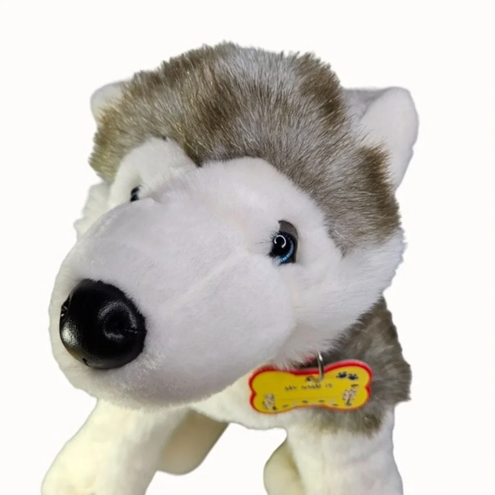 Build A Bear BABW 18 Inch Grey White‎ Wolf Husky Dog Plush Stuffed Animal Toy